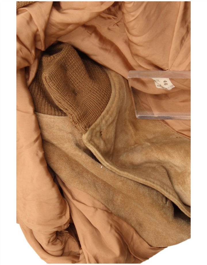 Veste Bomber En Daim Vintage Homme IT 46 Petit Beige
