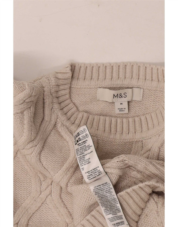 Marks & Spencer Pull court à col rond pour femme UK 14 Beige moyen