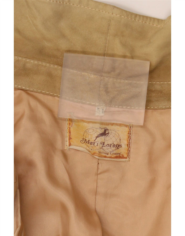 vintage Mens Suede Bomber Jacket UK 38 Beige Moyen