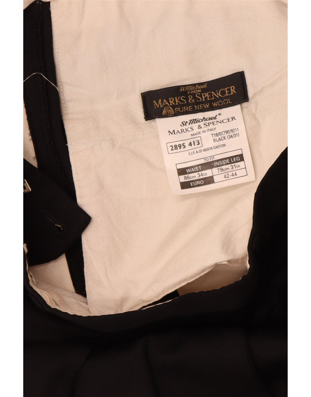 Marks & Spencer Pantalon de costume pour homme W34 L31 Laine noire