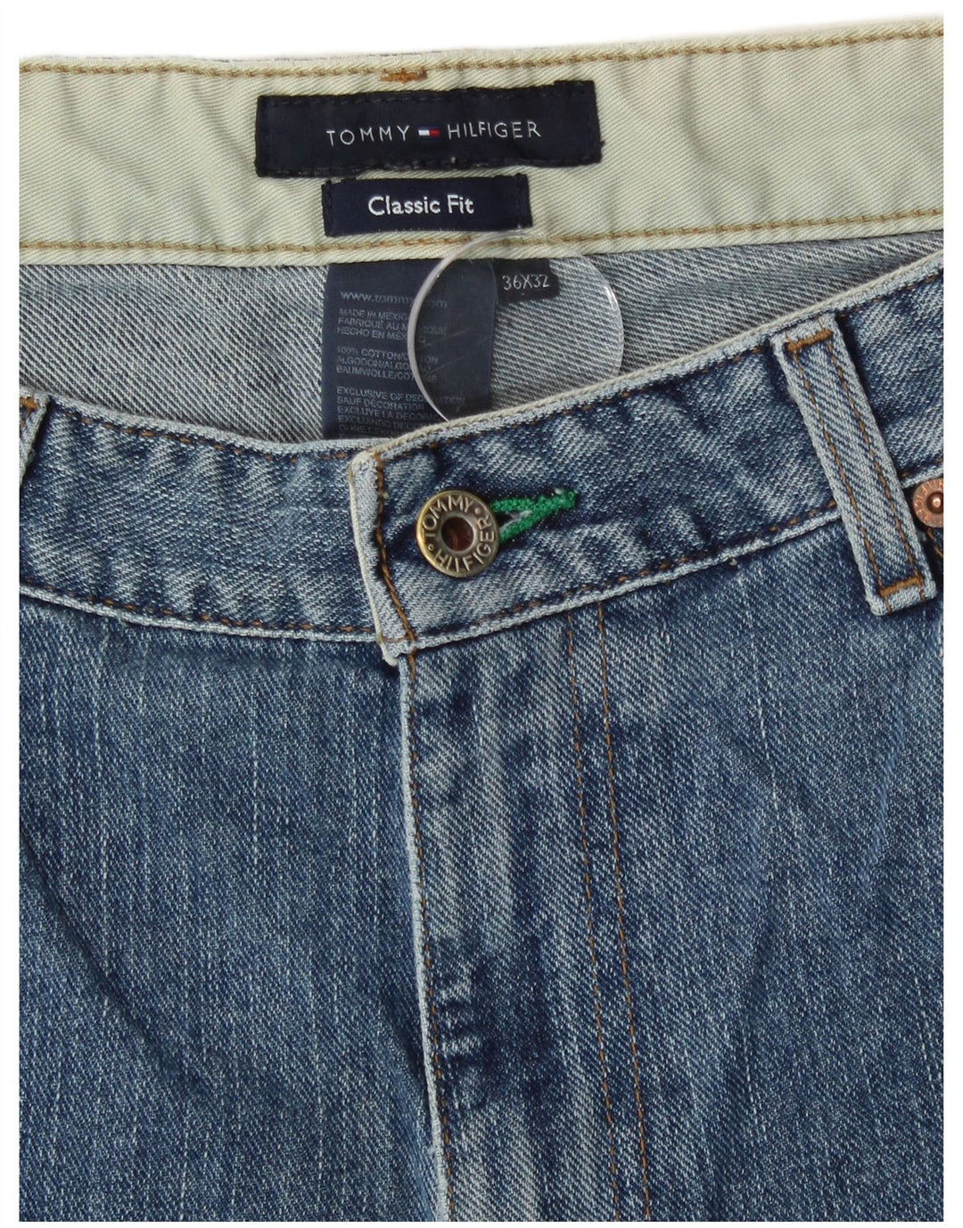 Tommy Hilfiger Jean droit coupe classique pour homme W36 L32 bleu coton