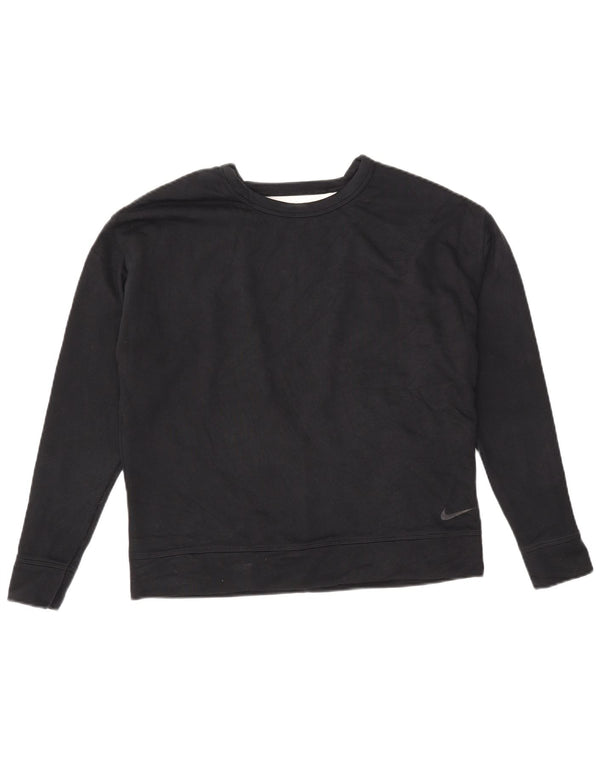 Nike Femme Dri Fit Sweat-shirt surdimensionné UK 10 Petit Coton Noir