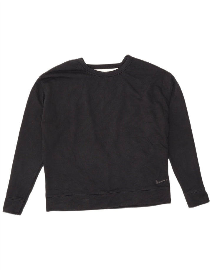 Nike Femme Dri Fit Sweat-shirt surdimensionné UK 10 Petit Coton Noir