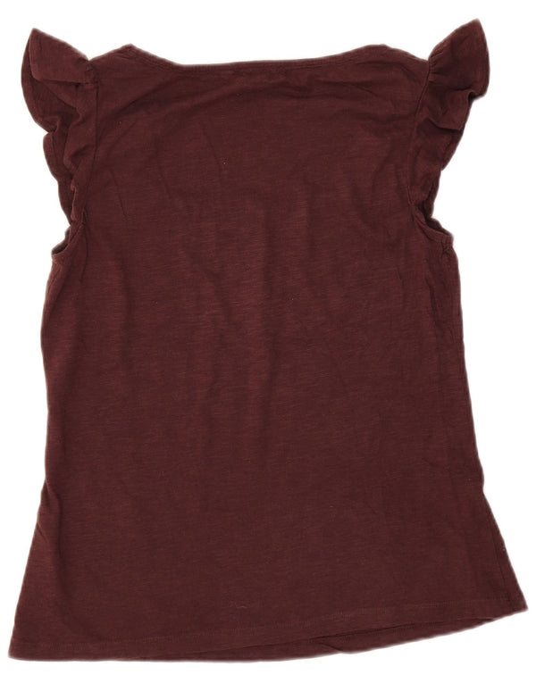 Fat Face Chemisier Femme Top UK 10 Petit Coton Bordeaux