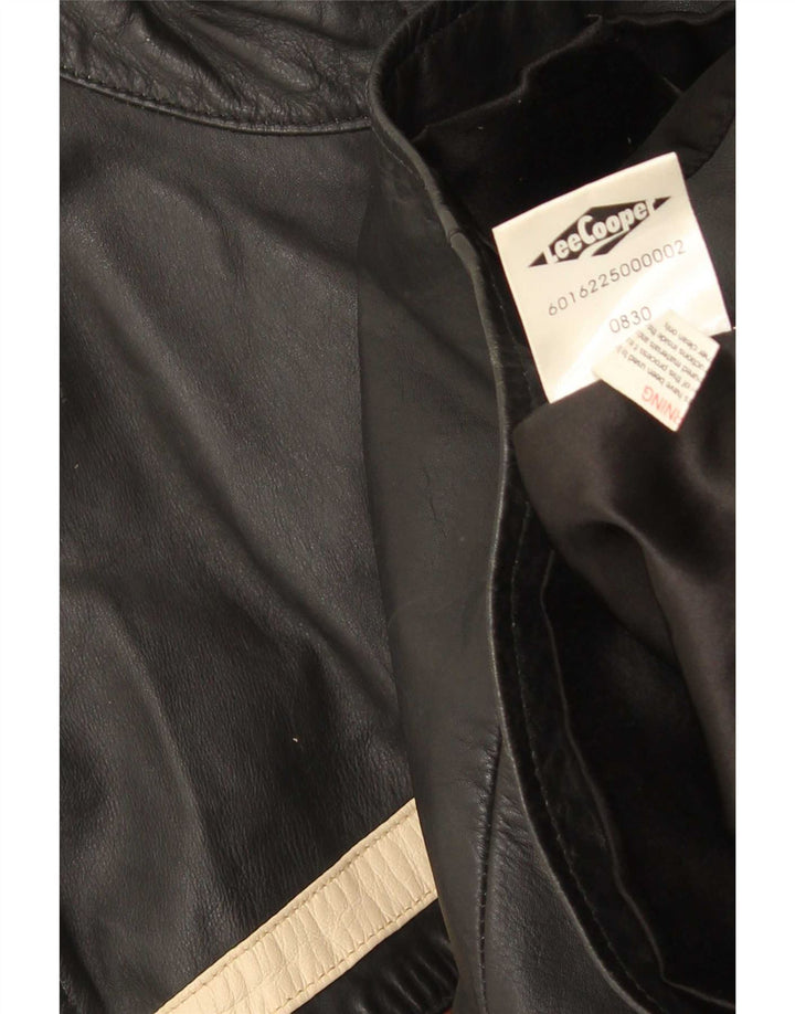 Lee Cooper Veste en cuir pour homme UK 38 Medium Noir Rayé