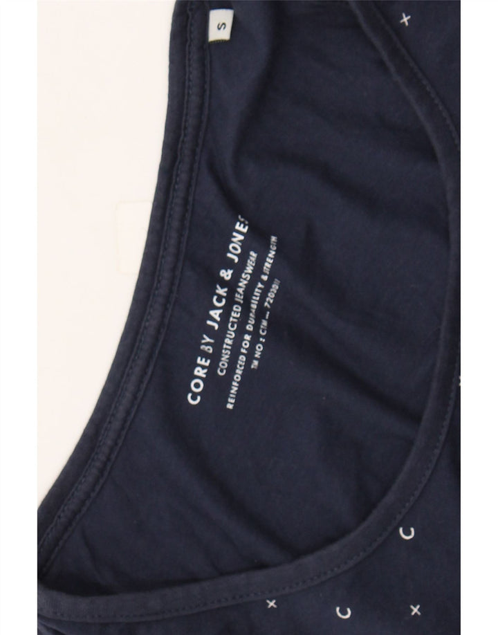 JACK & JONES Mens Vest Top Small Navy Blue Spotted Cotton Vintage Jack & Jones and Second-Hand Jack & Jones from Messina Hembry 