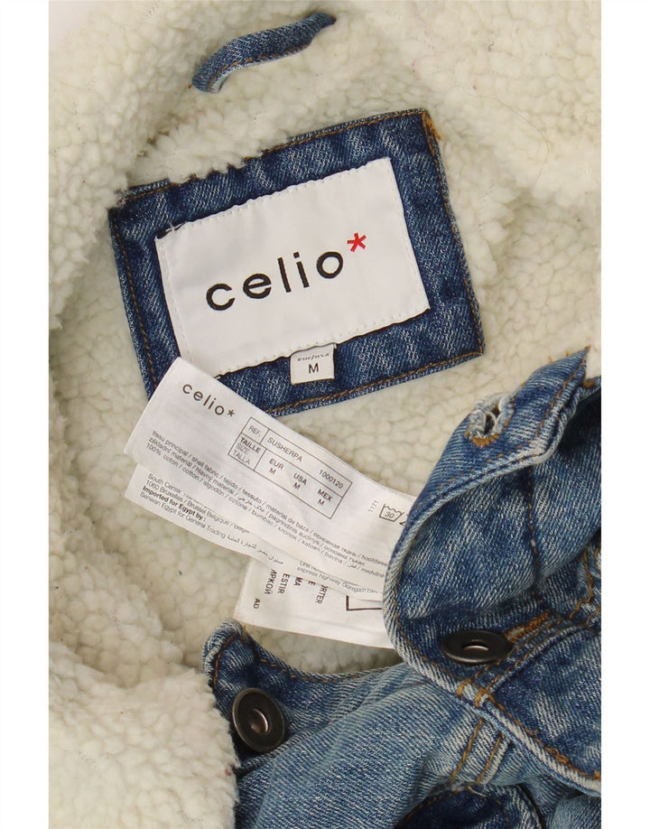 Celio Veste en Jean Sherpa Homme UK 38 Bleu Moyen Coton