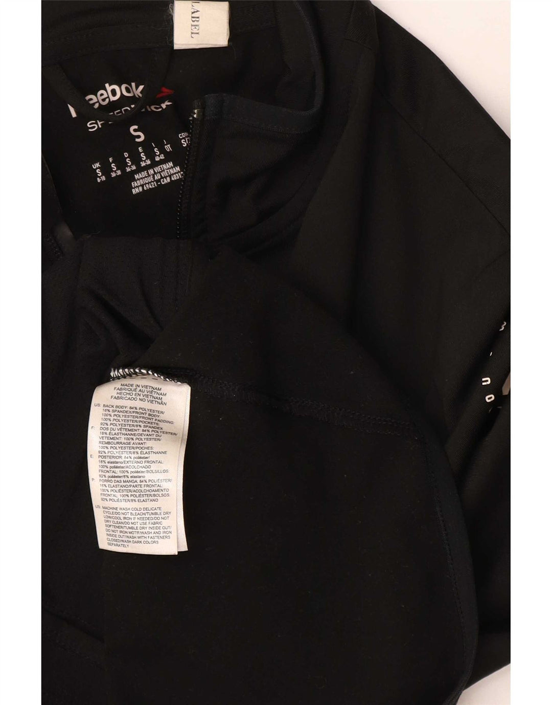 Reebok Veste de survêtement graphique pour femme UK 8/10 Small Noir Polyester