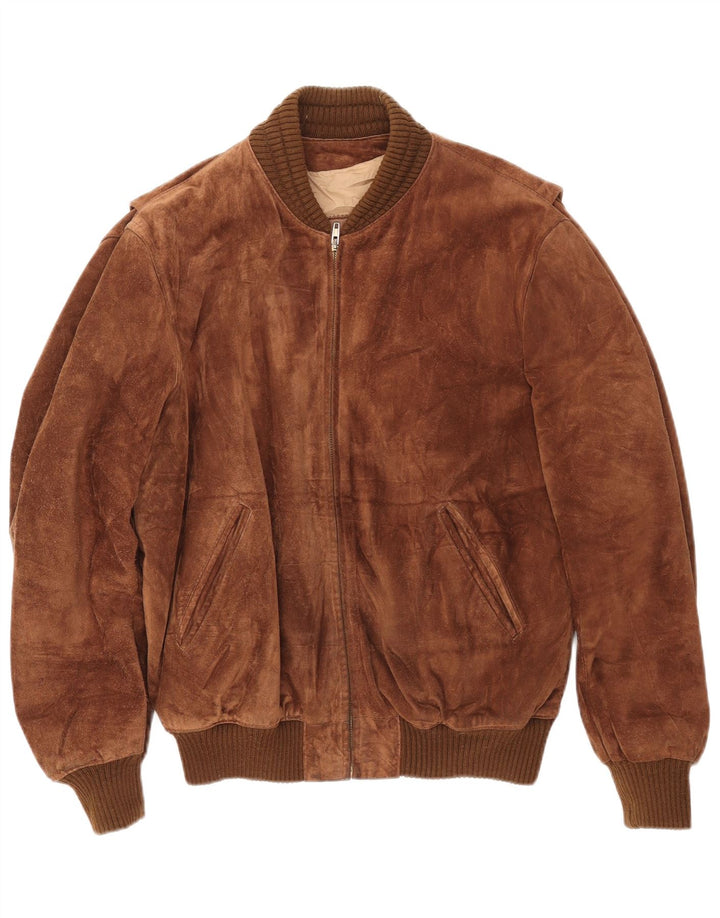 VINTAGE Veste Bomber En Daim Homme IT 52 XL Marron