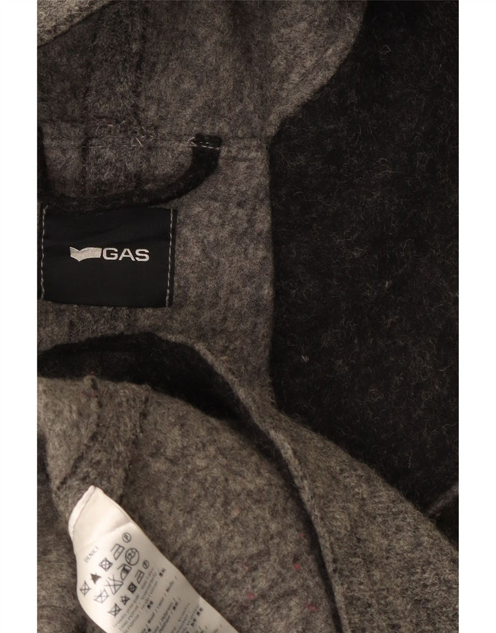 Gas Caban à capuche pour femme UK 44 Laine gris moyen