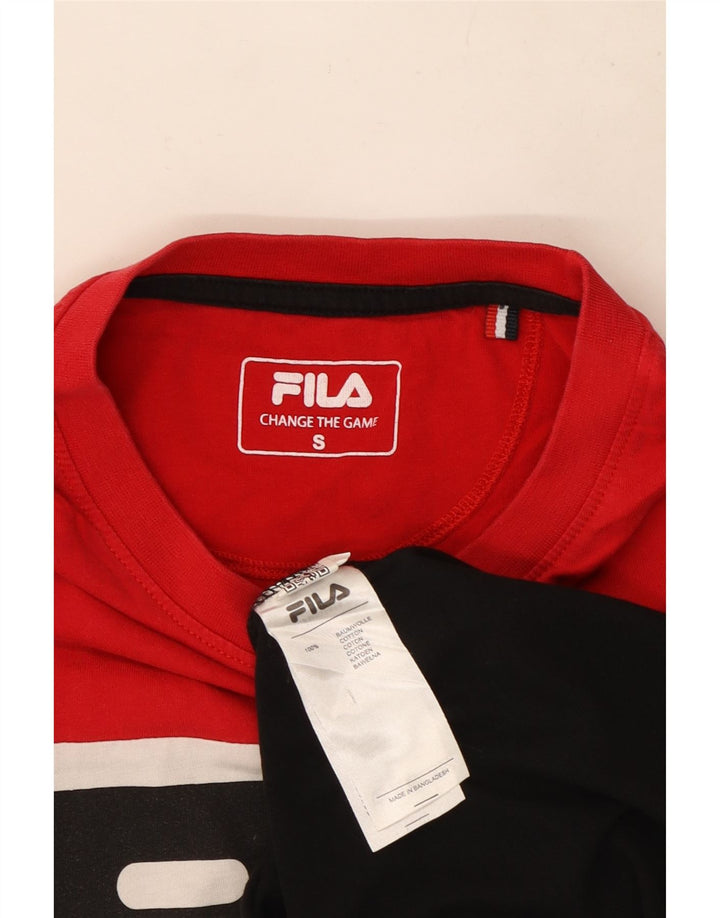 Fila Homme Graphic T-Shirt Top Small Multicolore Colourblock Coton