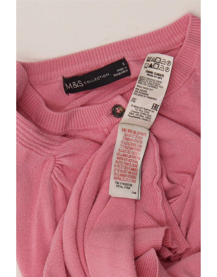 Marks & Spencer Pull Cardigan Femme UK 8 Petite Viscose Rose