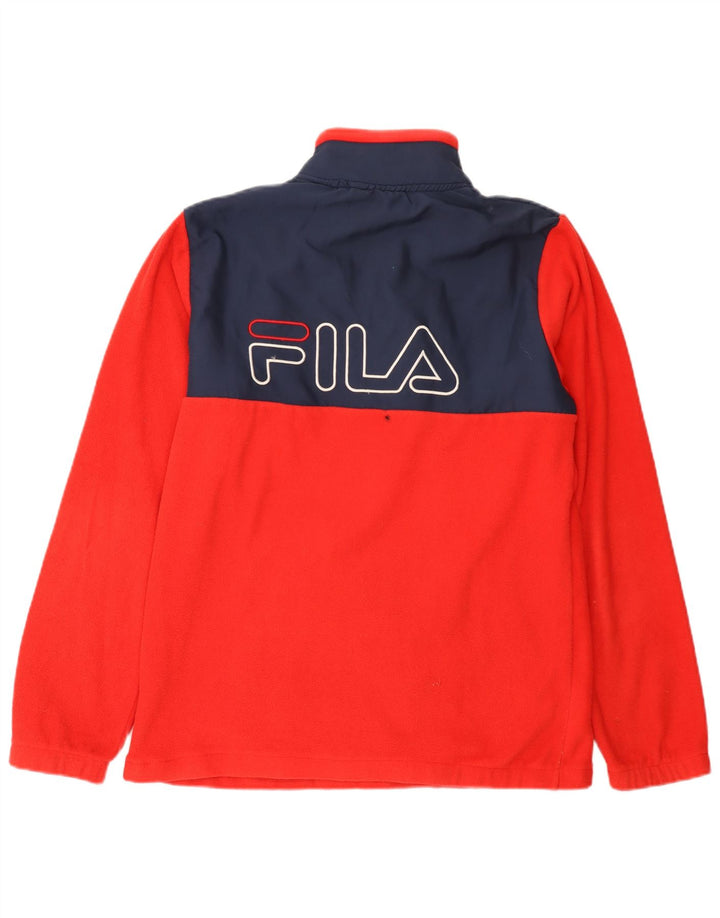 Fila Pull Polaire Graphique à Col Zippé Homme Rouge Moyen Polyester Colorblock