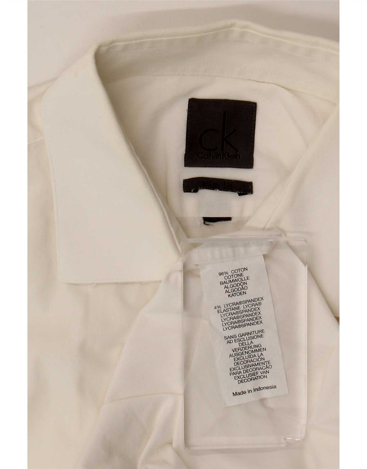 Calvin Klein Chemise à Manches Courtes Homme Blanc Moyen Coton