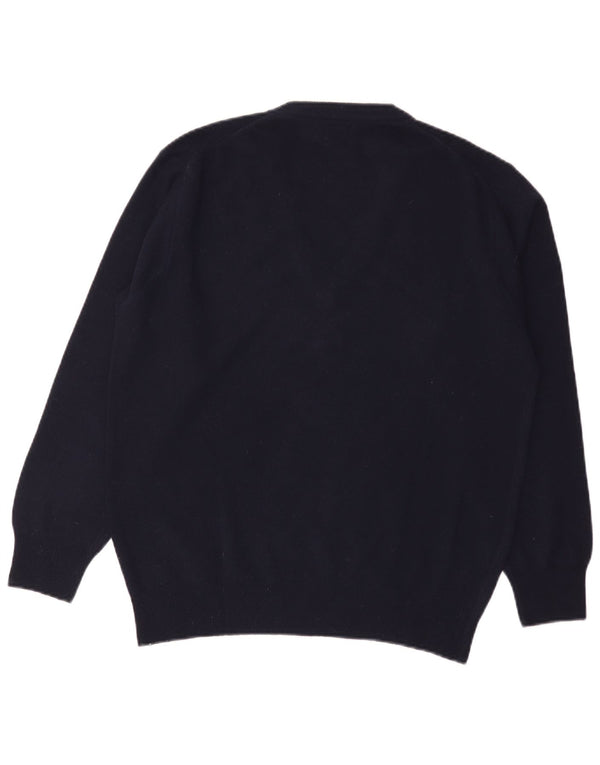 Sisley Pull Col V Laine Vierge Bleu Marine Moyen Homme