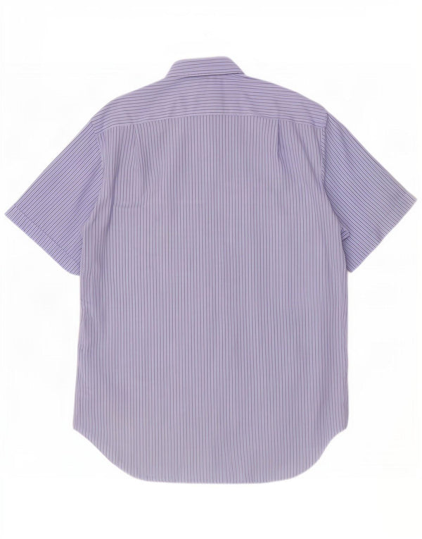 Marks & Spencer Mens Short Sleeve Shirt Size 16 41 Large Blue Pinstripe