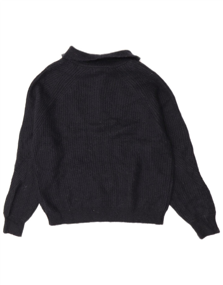 Marks & Spencer Pull à col zippé pour femme UK 14 Bleu marine moyen