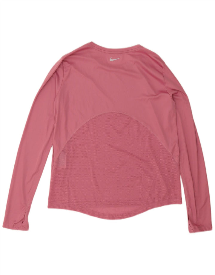 NIKE Haut Dri Fit à manches longues pour femme UK 12 Rose moyen Polyester