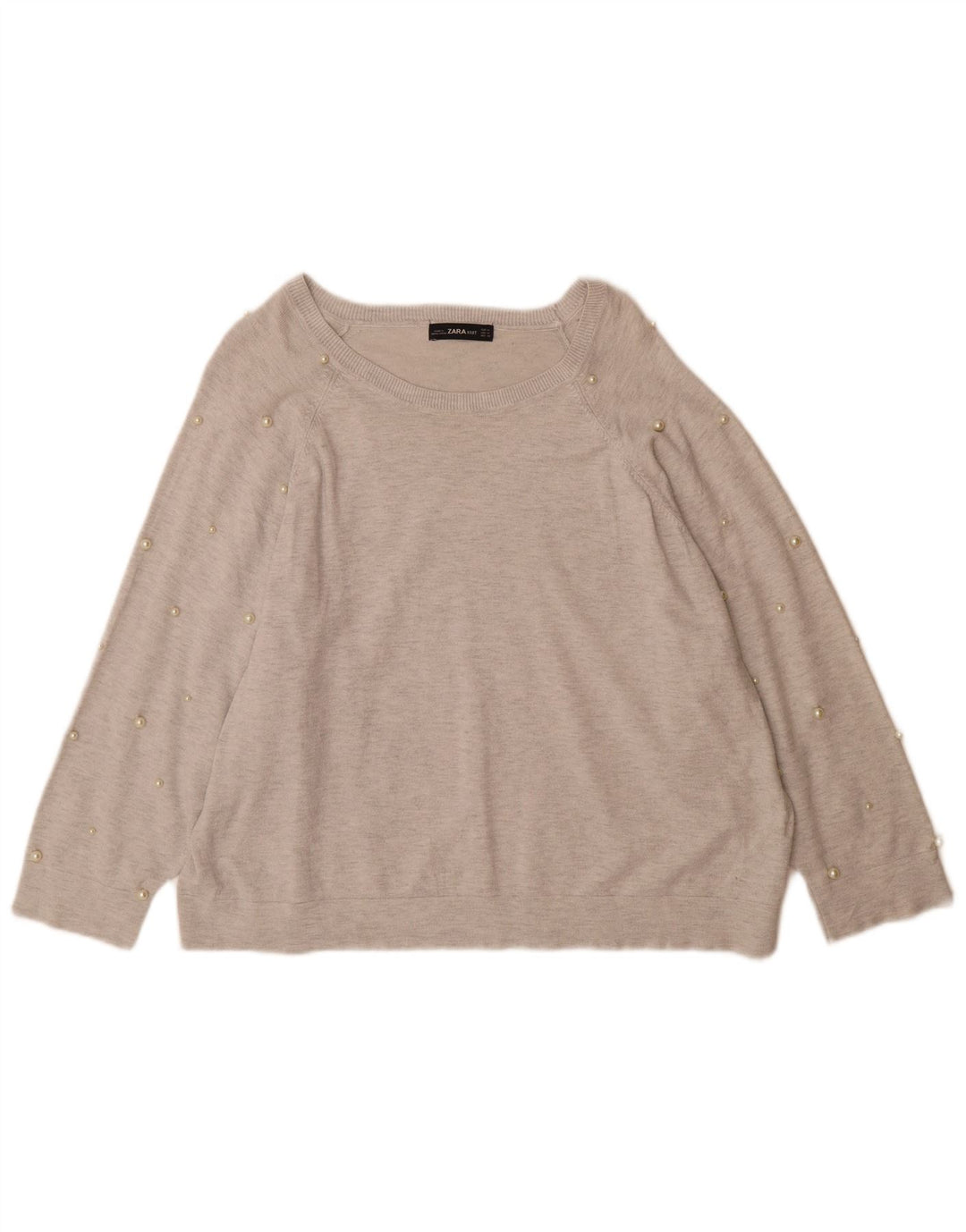 Zara Pull surdimensionné à col bateau pour femme UK 14 Gris moyen Viscose