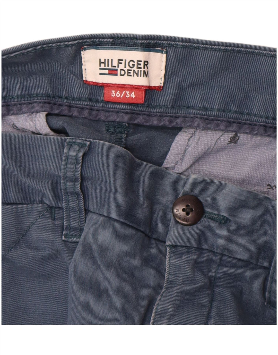 TOMMY HILFIGER Pantalon Chino Slim Fit Homme W36 L34 Bleu Coton