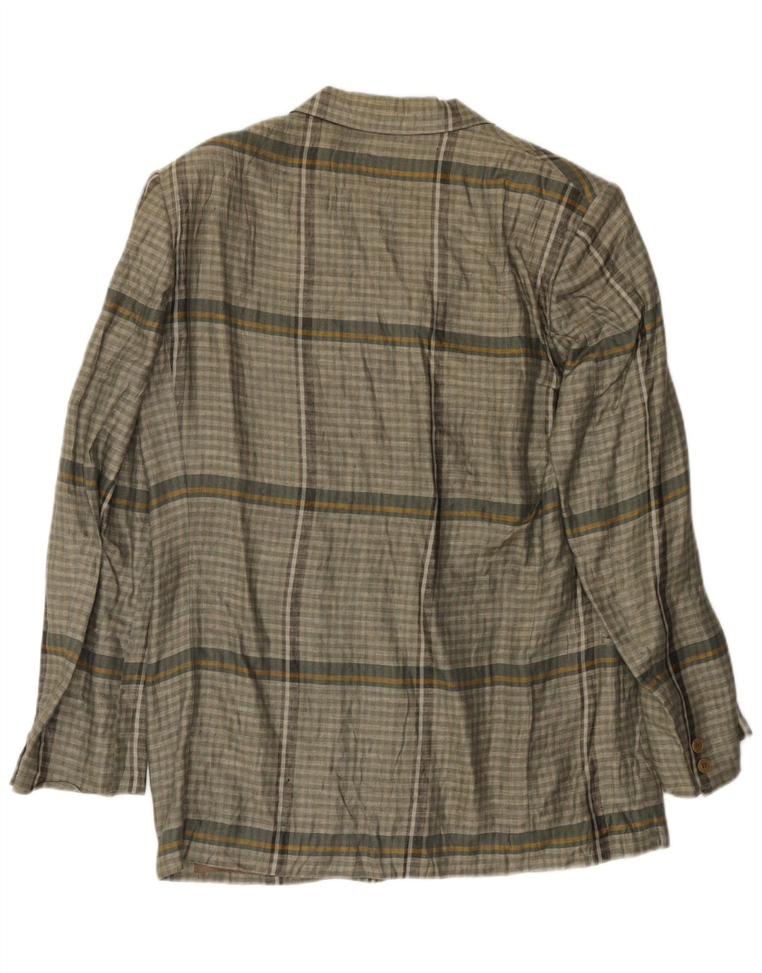 Luciano Soprani Veste blazer à 1 bouton pour homme UK 38 Gris moyen à carreaux en lin