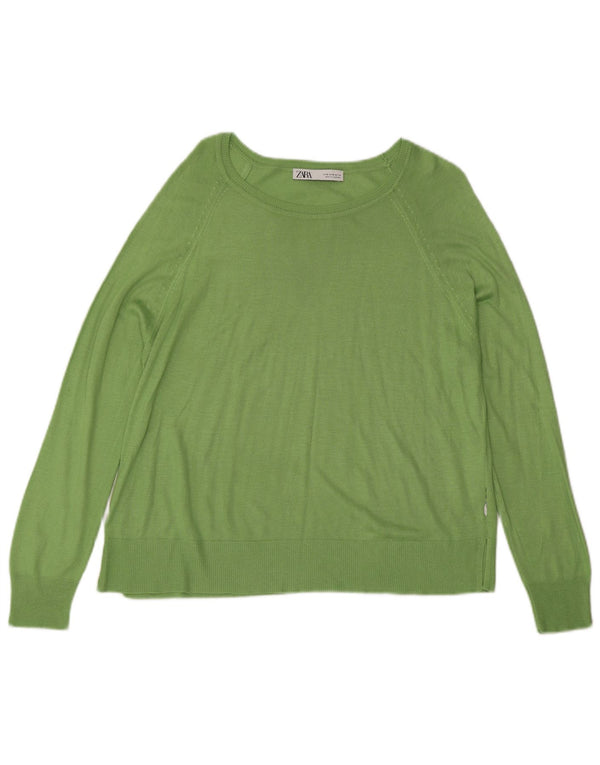 Zara Pull col bateau pour femme UK 14 Viscose vert moyen