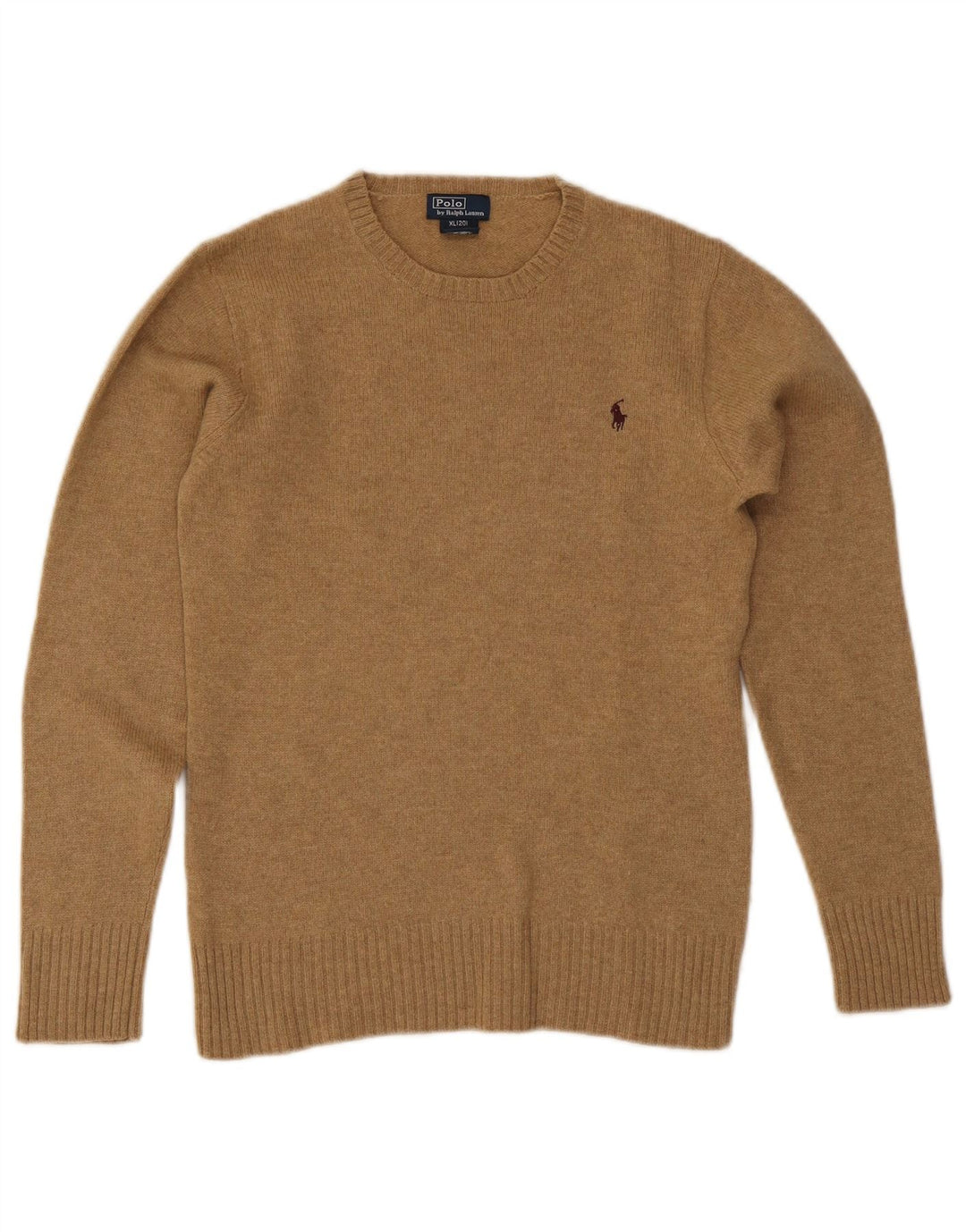 POLO RALPH LAUREN Boys Crew Neck Jumper Sweater 15-16 Years XL Beige Wool Vintage Polo Ralph Lauren and Second-Hand Polo Ralph Lauren from Messina Hembry 