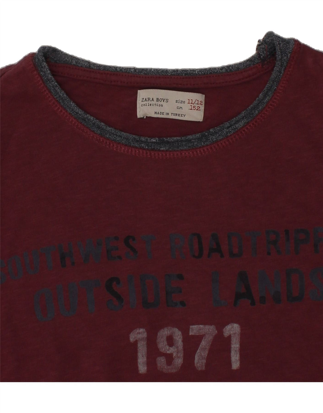 ZARA Boys Graphic Top Long Sleeve 11-12 Years Burgundy Vintage Zara and Second-Hand Zara from Messina Hembry 