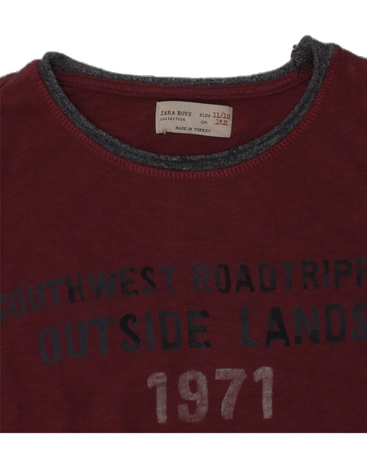 ZARA Boys Graphic Top Long Sleeve 11-12 Years Burgundy Vintage Zara and Second-Hand Zara from Messina Hembry 