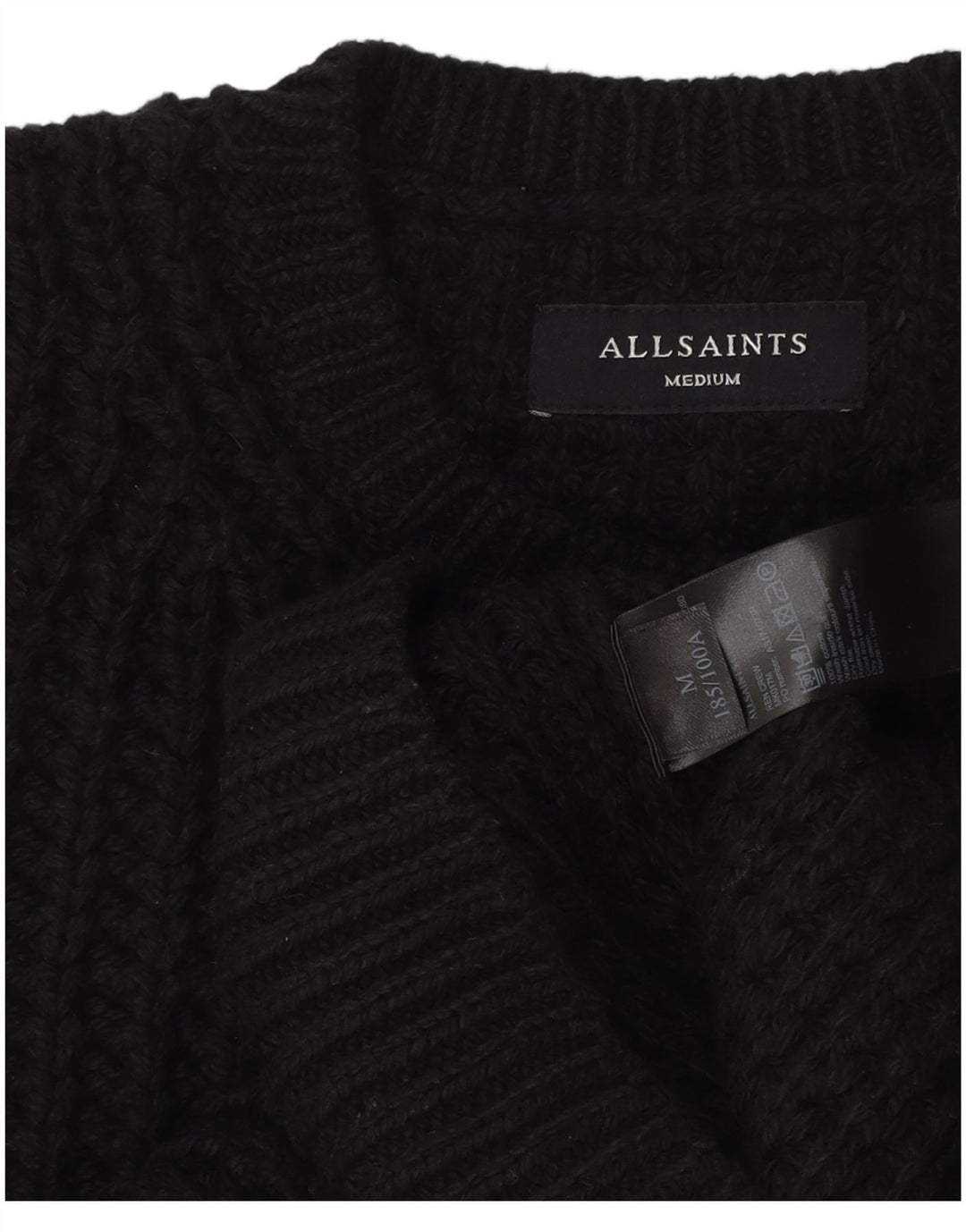 All Saints Pull Col Rond Homme Noir Moyen Coton