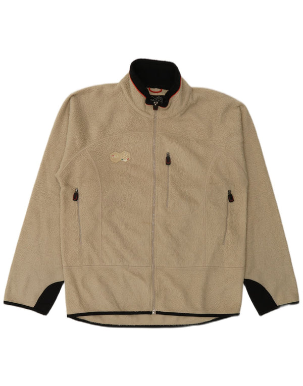 Fila Veste polaire pour homme UK 40 Large Beige Colourblock Polyester