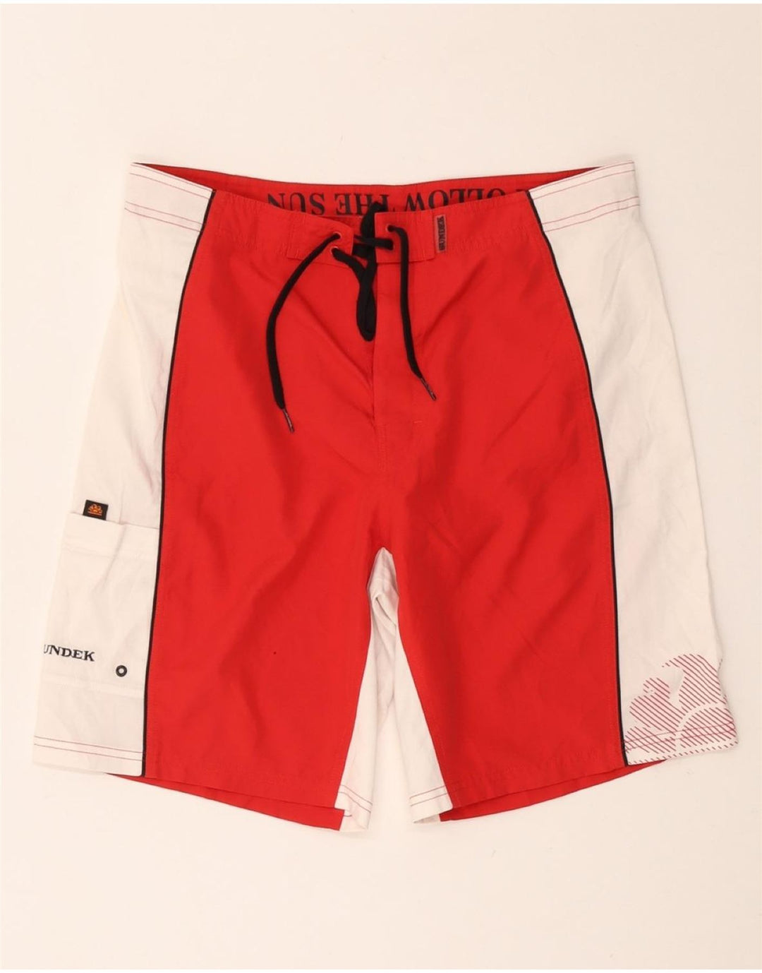 SUNDEK Short de Bain Graphique pour Hommes Grand Polyester Colorblock Rouge