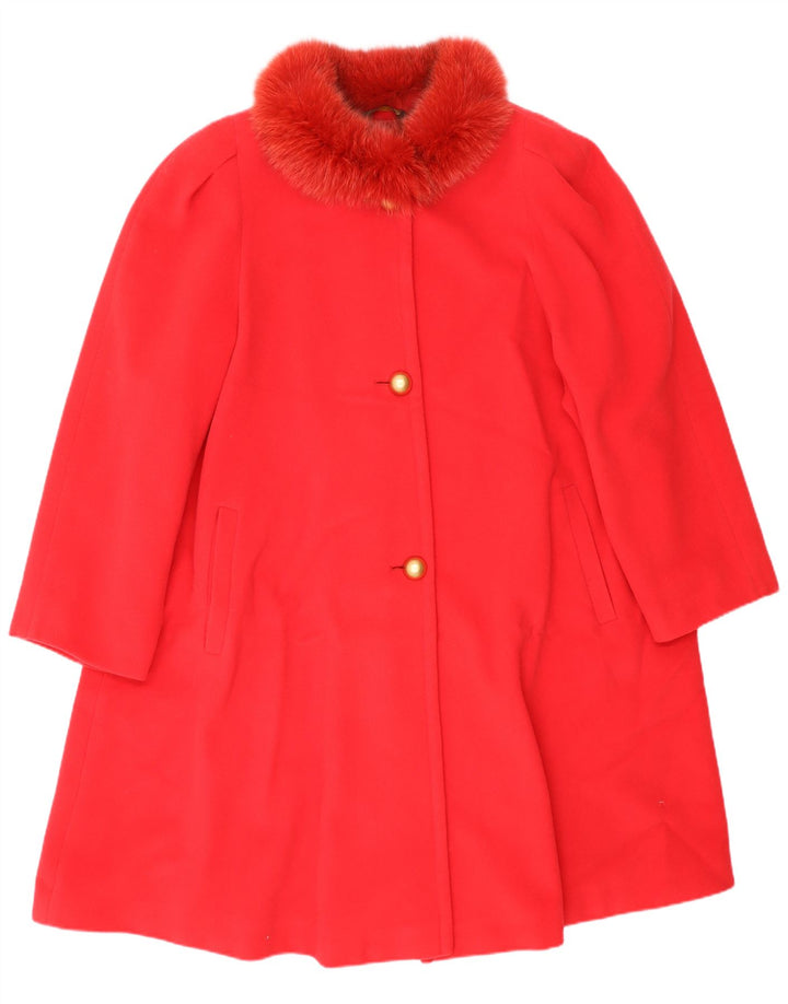 vintage Femme Overcoat Overcoat IT 44 Laine Rouge Moyenne