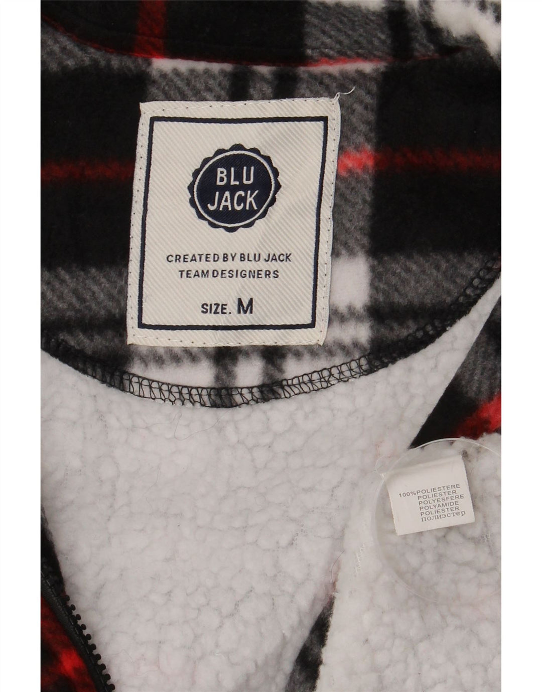 vintage Mens Sherpa Lumberjack Flanelle Chemise Moyen Noir Plaid Polyester