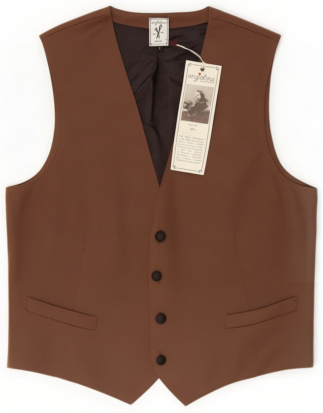 Vintage Gilet Homme Large Marron Polyester