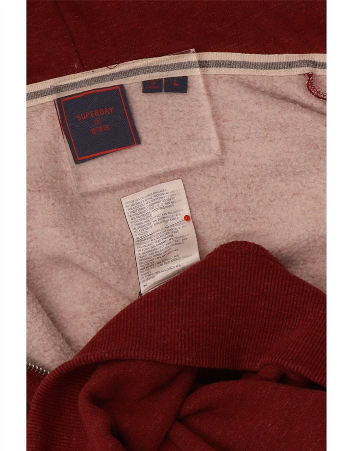 Superdry Pull à capuche zippé pour homme en coton rouge Large