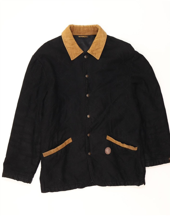 Trussardi Veste matelassée pour homme UK 38 Medium Noir Viscose