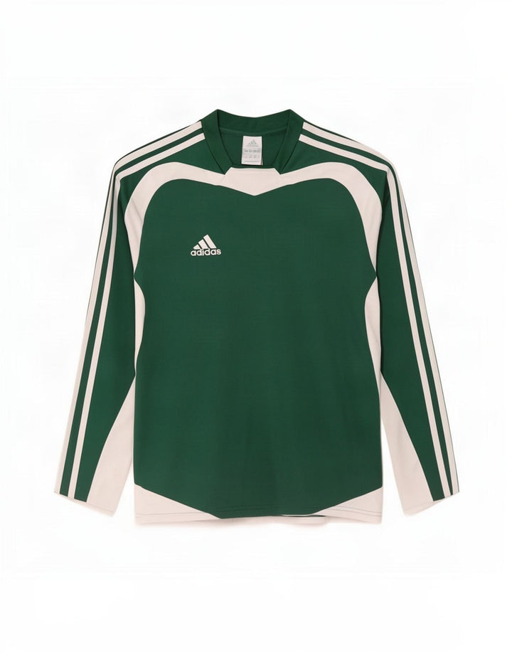Adidas Hommes Climalite Haut à manches longues Petit Vert Colorblock Polyester