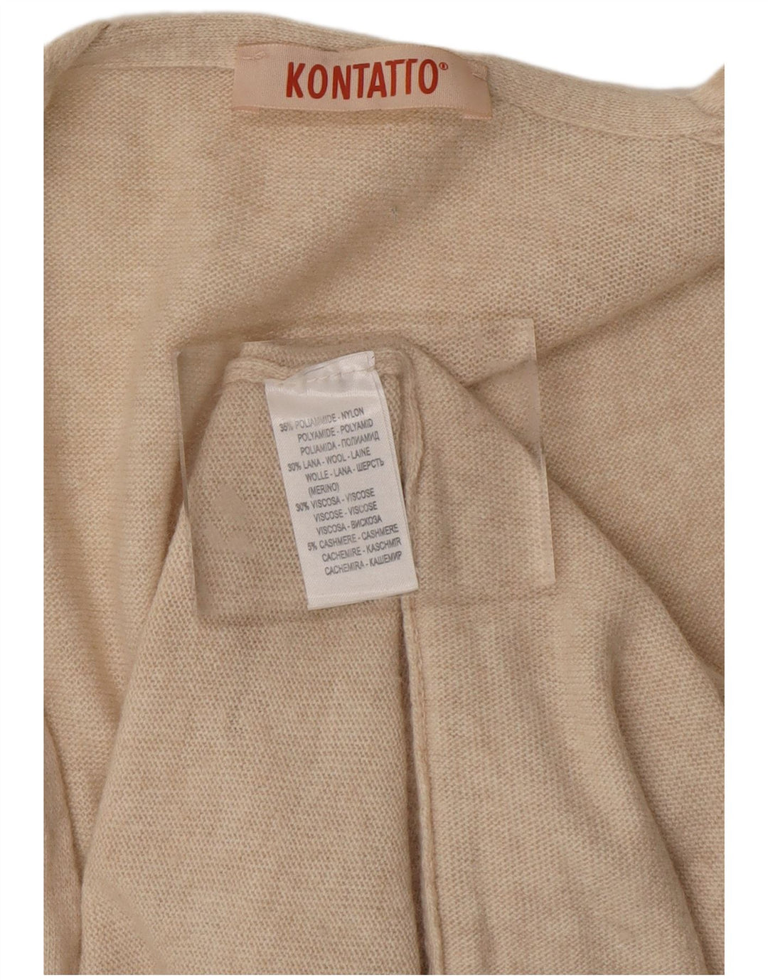 KONTATTO Cardigan Long pour Femme UK 14 Beige Moyen Polyamide