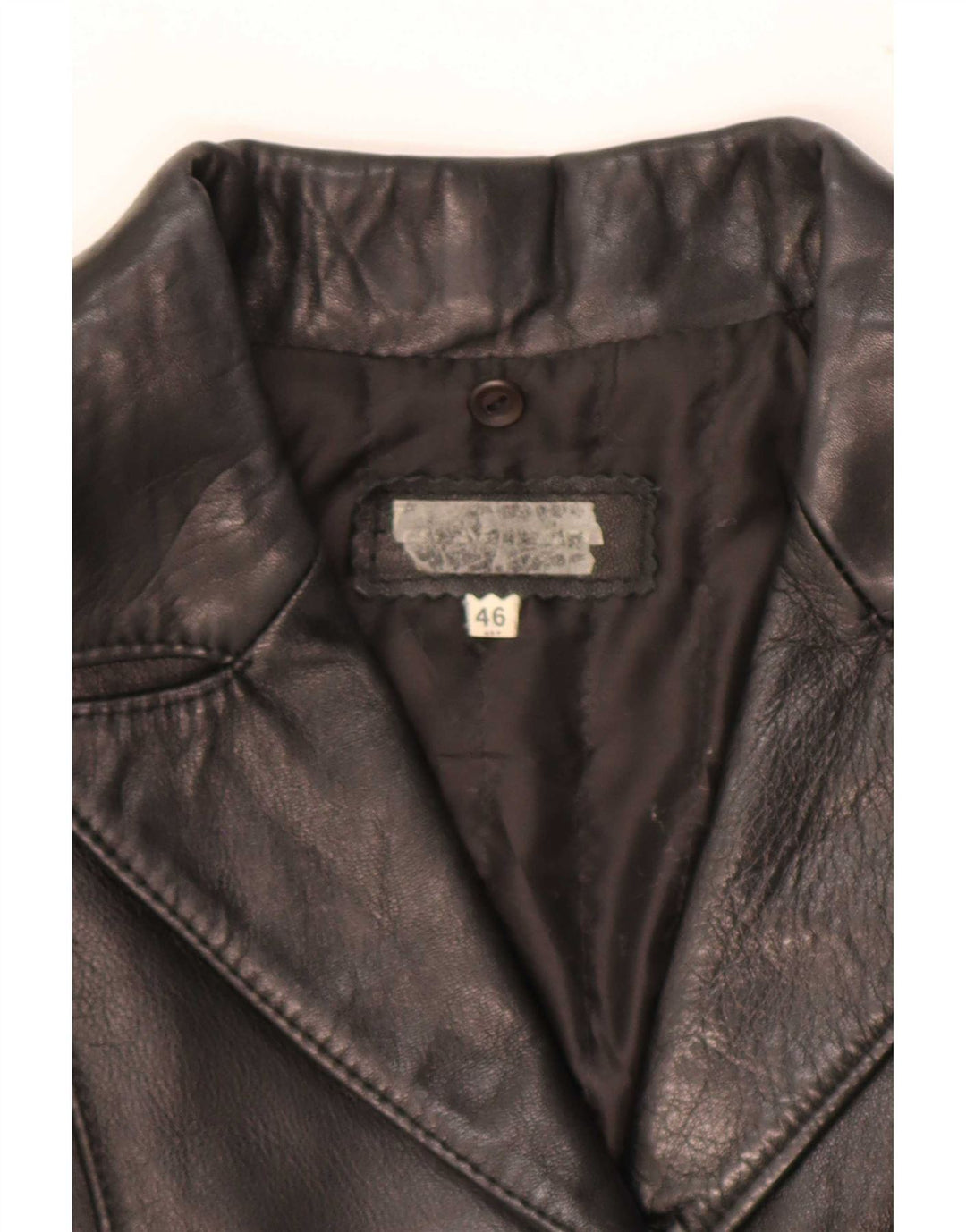veste en cuir femme vintage IT 46 Grand Noir