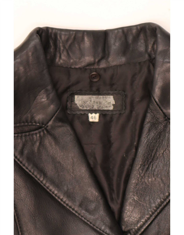 veste en cuir femme vintage IT 46 Grand Noir