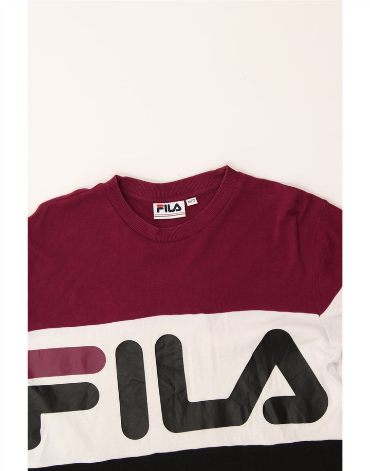 FILA Womens Graphic T-Shirt Top UK 12 Medium Multicoloured Colourblock Vintage Fila and Second-Hand Fila from Messina Hembry 