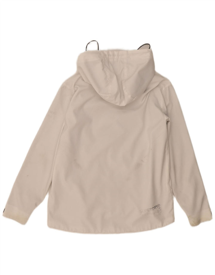 Superdry Veste coupe-vent surdimensionnée à capuche pour femme UK 10 Small Blanc