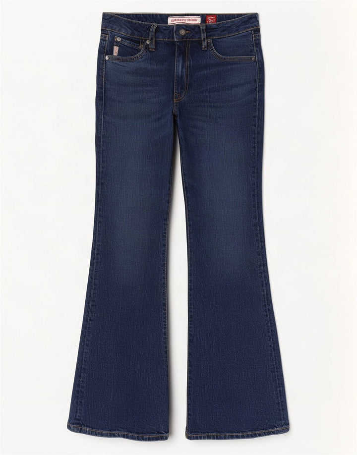 Superdry Jean évasé Femme W28 L32 Bleu Marine Coton