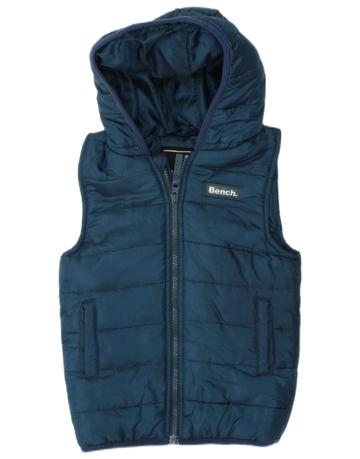 BENCH Boys Hooded Padded Gilet 4-5 Years Blue Polyester