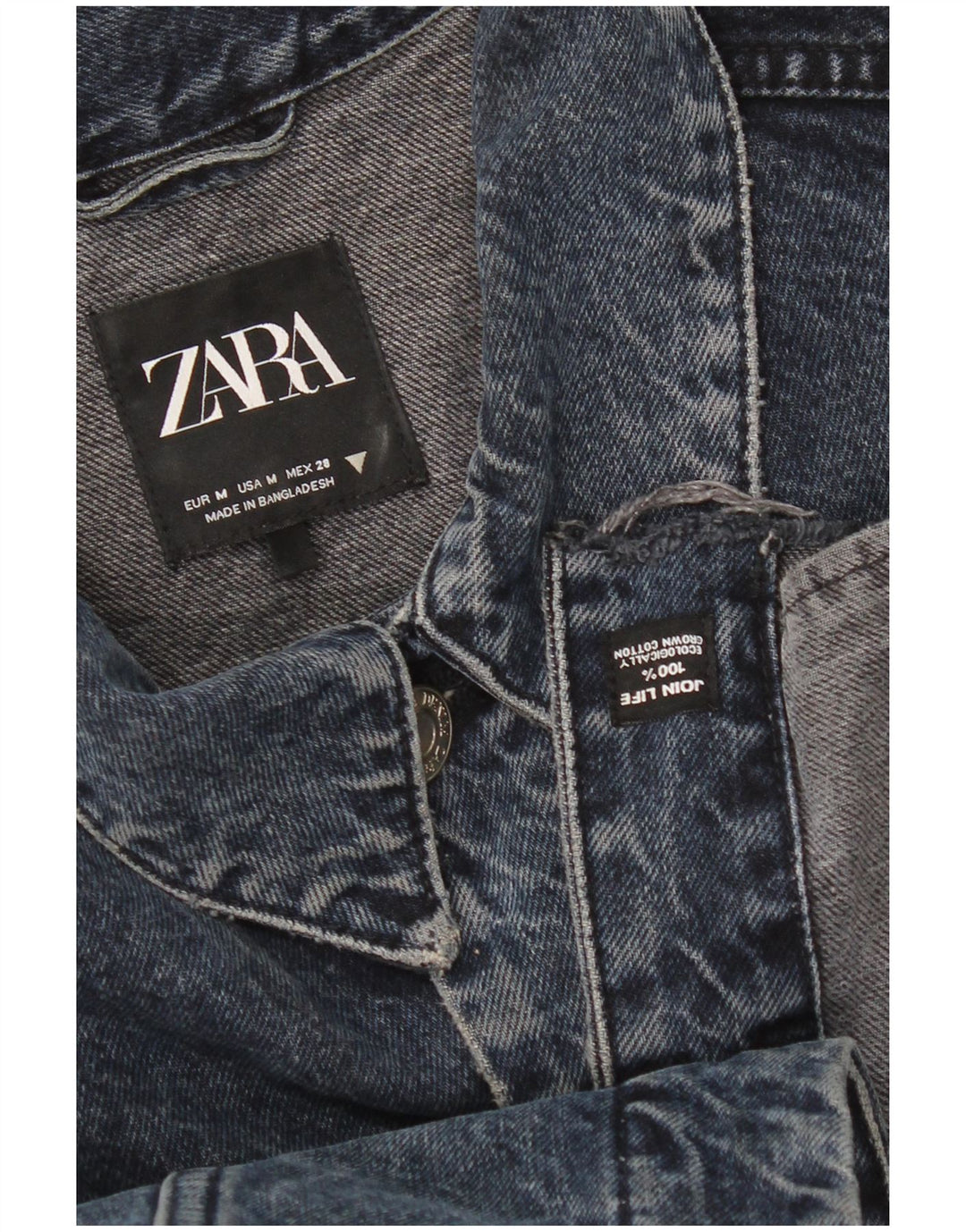 Zara Veste en jean surdimensionnée pour femme UK 14 Bleu marine moyen en coton