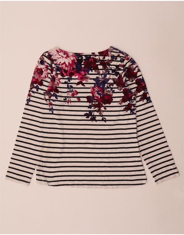 Joules Womens Graphic Top Manches Longues UK 6 XS Blanc Rayé Coton