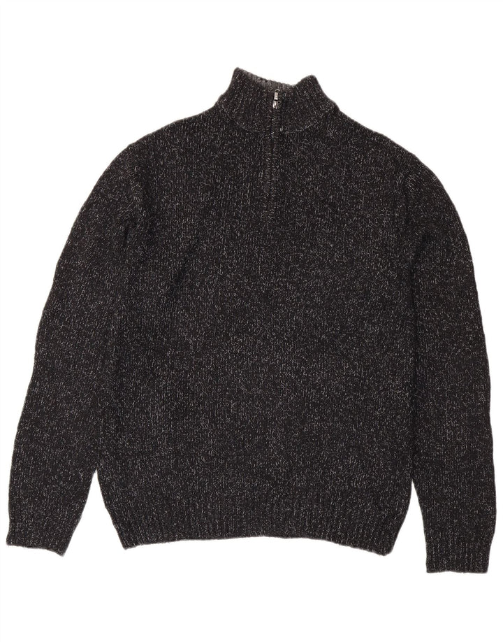 CHAPS Pull Col Zippé Homme Coton Chiné Noir Moyen