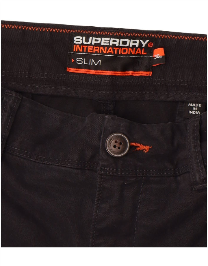 Superdry Short Chino Slim W36 Homme Grand Noir Coton