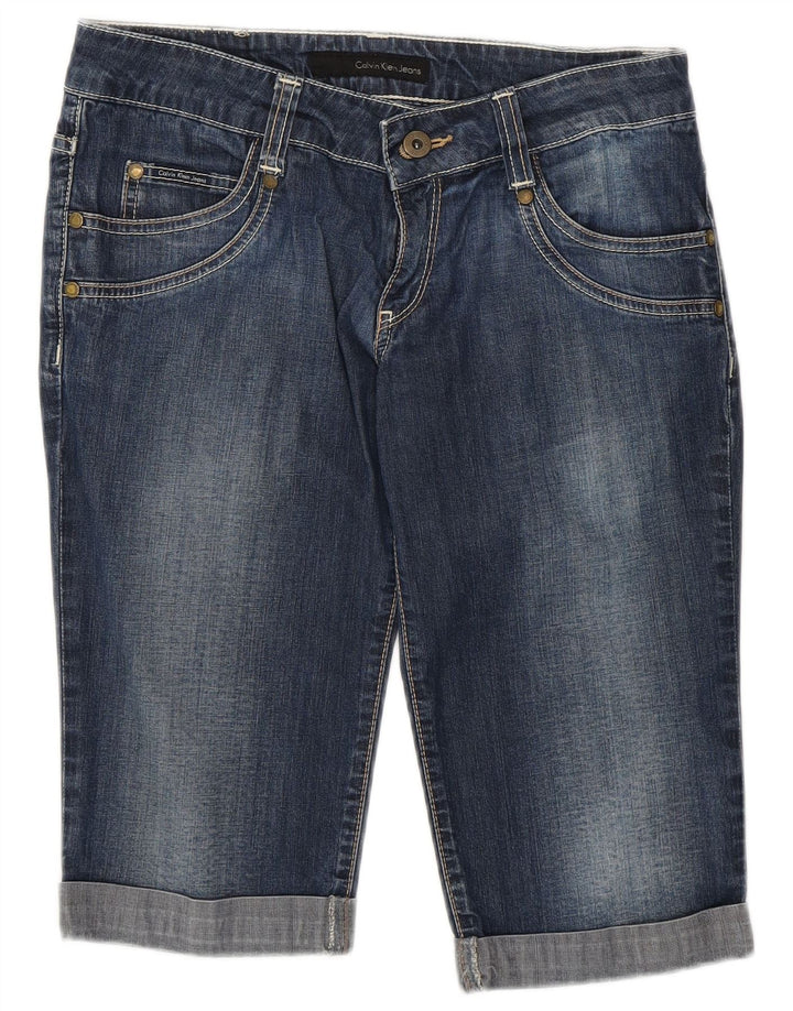 CALVIN KLEIN Femme Short En Jean W28 Bleu Marine Moyen Coton